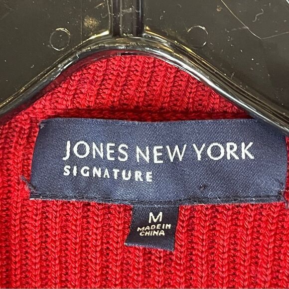 Jones New York Signature Cardigan Sweater Coat Red Toggle Wool Blend Women's M - Picture 4 of 8